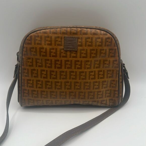 FENDI VINTAGE FF ZUCCHINO ZUCCA PVC LEATHER CROSSBODY BAG - Picture 1 of 12